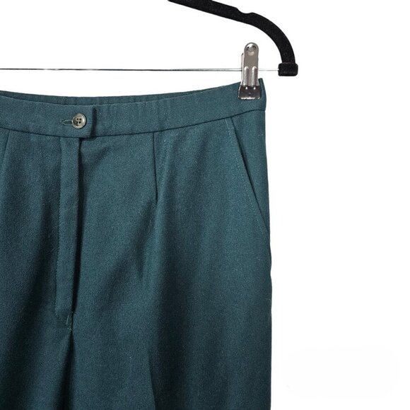 Pendleton Vintage High Waist Pleated Green Virgin Wool Trouser Pants - Picture 3 of 9